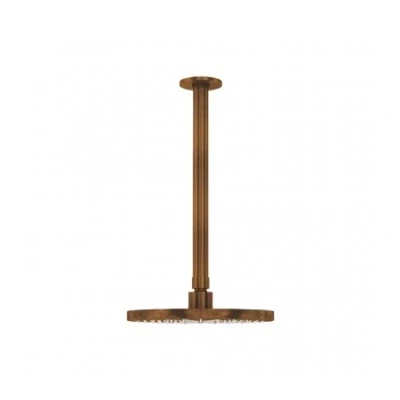 Afbeelding van Waterevolution Flow hoofddouche 200mm met plafondaansluiting Geborsteld Koper T1642CPE