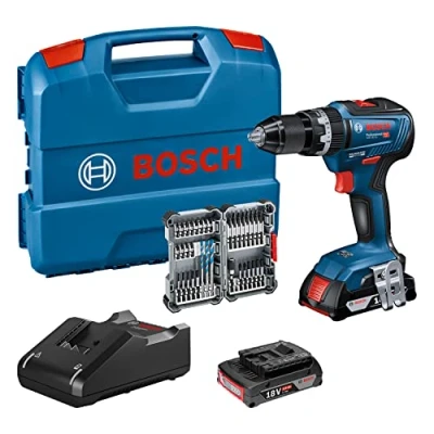 Afbeelding van Bosch Professional GSB 18V 55 accu slagboorschroevendraaier (batterij 2 x 2.0 Ah + oplader, 35 delig, accessoireset met impact, in L case