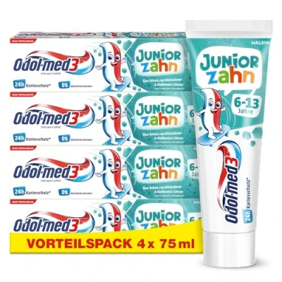 Afbeelding van Odol med3 Tandpasta voor kinderen vanaf 6 jaar ter bescherming van melktanden en blijvende tanden, 4 x 75 ml