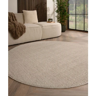 Afbeelding van Rond Laagpolig Vloerkleed Loom Zilver 120 Cm
