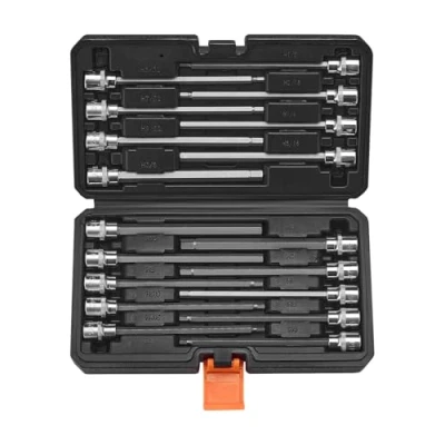 Afbeelding van VEVOR Extra Lange Hex Socket Boor Bit Doppenset 18 Delig 3/8&quot; aandrijving
