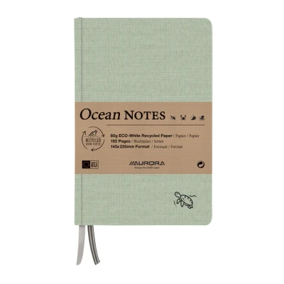Afbeelding van Notitieboek Aurora Ocean A5 192blz lijn 80gr linnenstructuur kaft groen