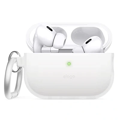 Afbeelding van elago Silicone Hoesje Compatible met Apple AirPods Pro 2e Generatie Case Cover (2022), Beschermend Geval Sleutelhanger, Front LED Zichtbaar Hoes, Ondersteunt Draadloos Laden (Nightglow Blauw)