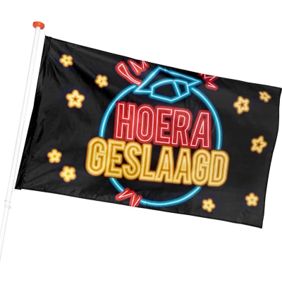Afbeelding van Polyester vlag hoera geslaagd