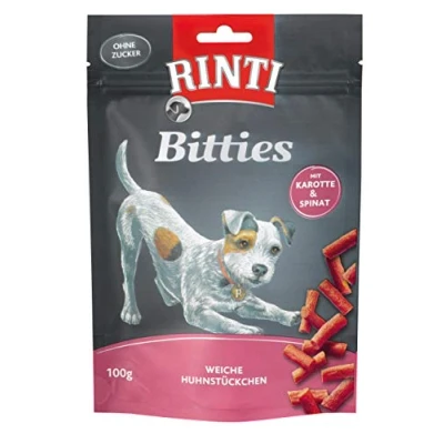 Afbeelding van 100g Extra Bitties Kip met Wortel &amp; Spinazie RINTI Hondensnacks