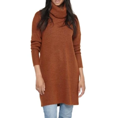 Afbeelding van ONLY Onljana L/S Cowlneck Gebreide jurk, Dames, Maat: Small, Ginger bread melange