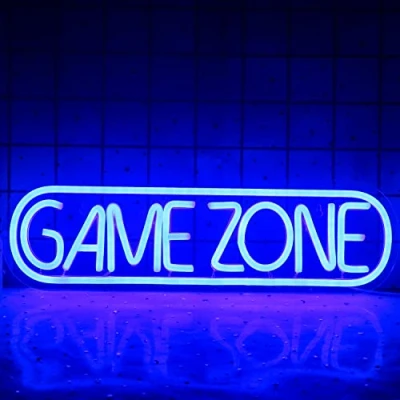 Afbeelding van game Zone Bord neon LED voor room decoratie, man cave, kroeg, cadeau tieners, vrienden, jongens (Blauw)