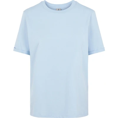 Afbeelding van Pieces Pcria FOLD UP Solid TEE Tshirt basic, Dames, Maat: XS, Kentucky blue