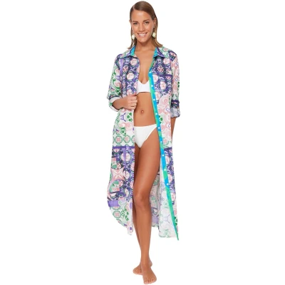 Afbeelding van Trendyol Etnisch Patroon Midi Geweven Strand Kimono &amp; Kaftan Tbess21Km0010
