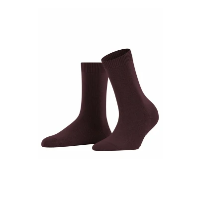 Afbeelding van FALKE Cosy Wool sokken voor dames, ademende klimaatregulerende geurremmende wol, versterkte platte naad drukvrije teen, eenkleurig, zakelijk dagelijks gebruik, 1 paar, Rood (Barolo 8596) nieuw