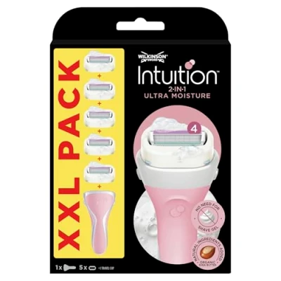 Afbeelding van WILKINSON SWORD Intuition Ultra Moisture voor vrouwen Geen scheergel nodig Scheermes handvat + 5 mesvullingen
