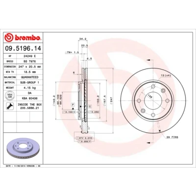 Afbeelding van Brembo Remschijf 09.5196.11