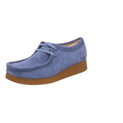 Afbeelding van Clarks Dames WallabeeEVO Sneaker, Blauw suède, 4 UK, suede, 37 EU