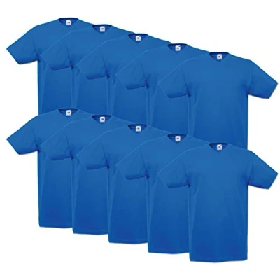 Afbeelding van Fruit of the Loom T shirt, met V hals, in verschillende maten en kleuren, 10 stuks, koningsblauw, XL