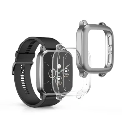 Afbeelding van kwmobile 2x smartwatch hoes geschikt voor Garmin Venu Sq 2 Music / hoesje Siliconen sporthorloge cover Activity tracker case in transparant zilver