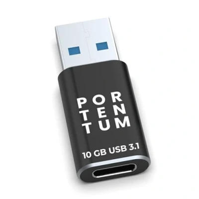 Afbeelding van PORTENTUM USB naar C adapter 3.0 (3.1) OTG 10Gb snelheid premium zink met hoge hittebestendigheid slechts 8 gram