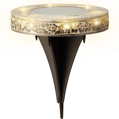 Afbeelding van Lumineo Grondspot solar tuinverlichting mozaiek grijs D12 x H13 cm prikspot Grondspotjes