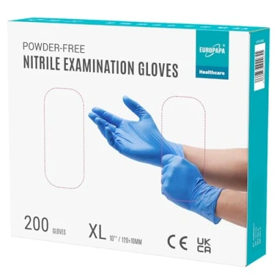 Afbeelding van EUROPAPA® 200 x wegwerphandschoenen, nitrilhandschoenen, poedervrij, onderzoekshandschoenen, EN455 EN374, latexvrij, verkrijgbaar in de maten S, M, L en XL (XL, Oceaanblauw)