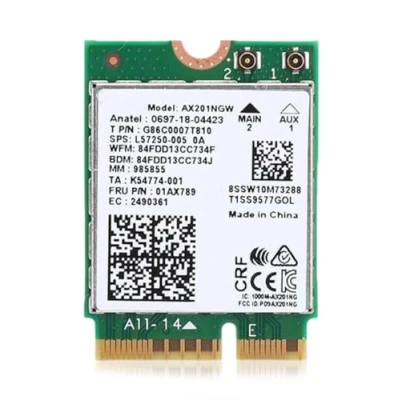 Afbeelding van HighZer0 Electronics AX201 WiFi 6 Card Dual Band Wi Fi 2.4 Gbps CNVio2 M.2 for PC Supports Bluetooth 5.2 Requires Intel 10th+ Gen CPU with Windows 10+ or Linux AX201NGW (AX201)
