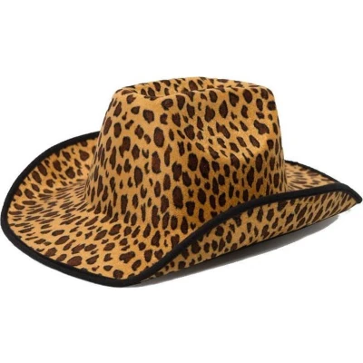 Afbeelding van Partychimp Cowboyhoed Leopard Polyester Bruin/zwart One size