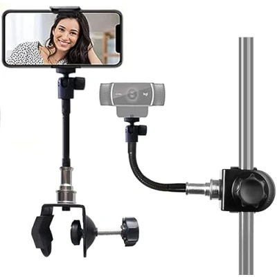 Afbeelding van Mini Groove Neck Super Clamp Mount Webcam standaard telefoonhouder camerahouder Muziekstandaardhouder voor mobiele telefoons, Logitech C920 C930, LED verlichting, flitser enz. (1/4 inch schroefdraad)