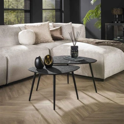 Afbeelding van Hoyz Salontafel Driehoekig Metallic Grijs Set van 2