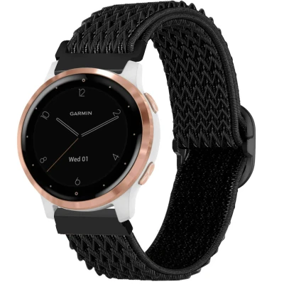 Afbeelding van Elastisch nylon bandje Universeel 18 mm aansluiting Zwart iMoshion Textiel