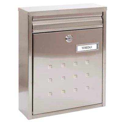 Afbeelding van ARREGUI Dime V1327 Brievenbus van Roestvrij Staal Formaat M (DIN A4 Post) Gegroepeerde Wandbrievenbus voor Buiten Weerbestendig, Smal, met Naamplaatje en Valklep Eenvoudige Montage RVS