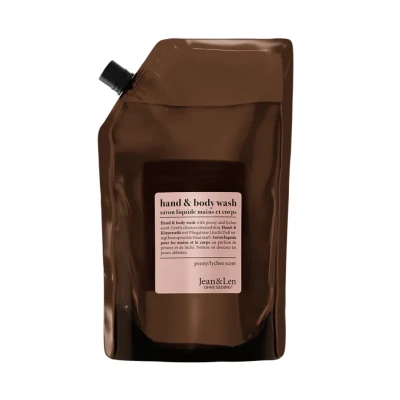 Afbeelding van Jean &amp; Len Hand en lichaamswas Peony Lychee, bloemige delicate geur, vloeibare zeep in navulverpakking, zonder parabenen, siliconen microplastics, veganistisch, 1.5L