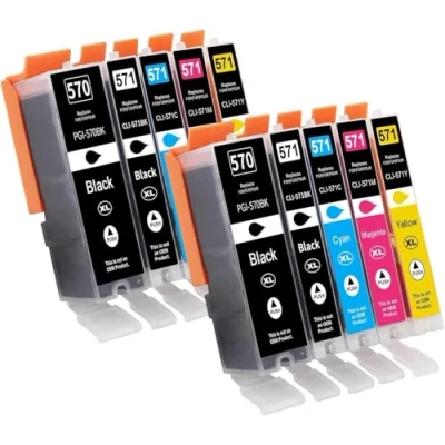 Afbeelding van Tinnee 10 XL Inktpatronen compatibel met Canon PGI 570 CLI 571 voor Pixma MG5700 MG5750 MG5751 MG5752 MG5753 MG6800 MG6850 MG6851 MG6852 MG6853 TS5000 TS5050 TS5051 TS5053 TS5055 TS6050 TS6051