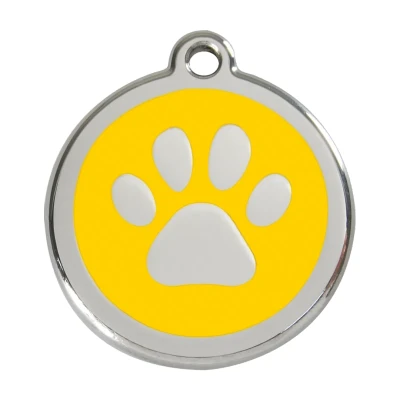 Afbeelding van Paw Print Yellow roestvrijstalen hondenpenning large/groot dia. 3,8 cm RedDingo