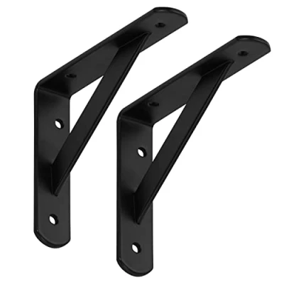 Afbeelding van SOTECH Set van 6 plankbeugels (150 x 125 30 mm, zwart, met poedercoating), zware beugels dwarsbalk voor stabilisatie.