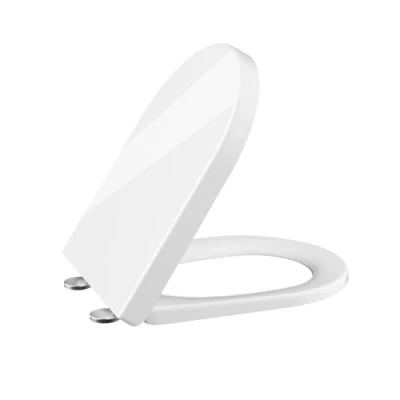 Afbeelding van wc bril met softclosemechanisme, toiletbril Quick Release functie en verstelbare scharnieren, deksel van UF duroplast, D vorm, wit