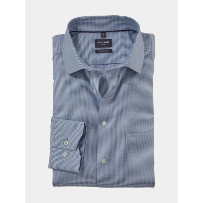 Afbeelding van OLYMP Luxor Modern Fit Overhemd blauw, Faux uni