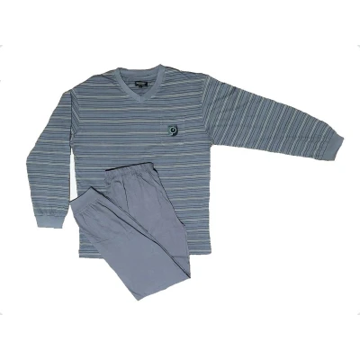 Afbeelding van Heren Pyjama Gestreept Stone Blauw Maat S