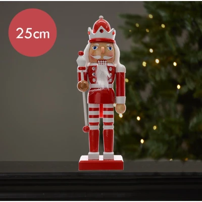 Afbeelding van Notenkraker rood wit met kroon 25CM