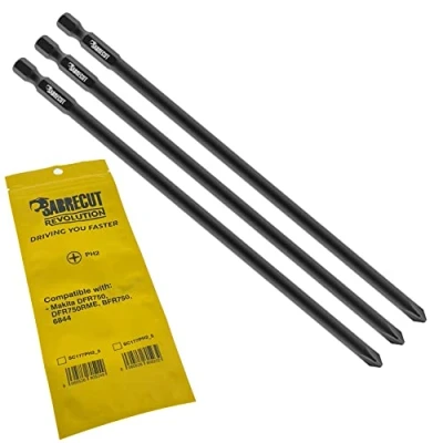 Afbeelding van 3 x SabreCut SC177PH2_3 177mm PH2 Compatibel met Makita DFR750 DFR750RME BFR750 6844 P 67804 Autofeed Collated Drywall Schroevendraaier Gun Bit Single Ended Phillips No.2 Heavy Duty