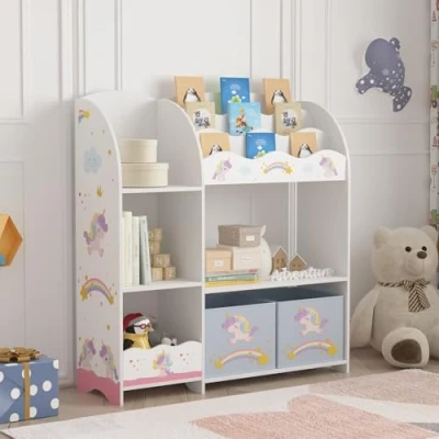 Afbeelding van Kinderkast Lysekil open kast 100x93x30 cm eenhoornmotief [en.casa]