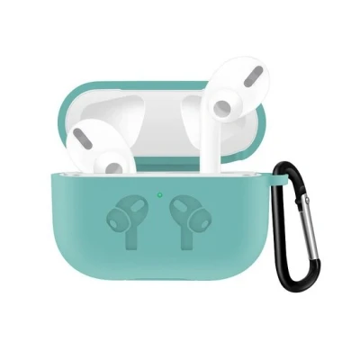 Afbeelding van AirPods Pro / 2 siliconen hoesje met karabiner haak Groen