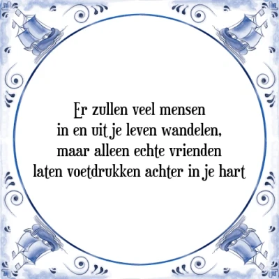 Afbeelding van Er zullen veel mensen in en uit je leven wandelen Tegeltje + Spreuk