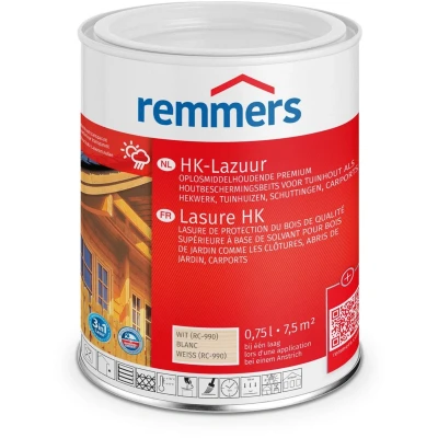 Afbeelding van remmers hk lazuur wit 0.75 ltr
