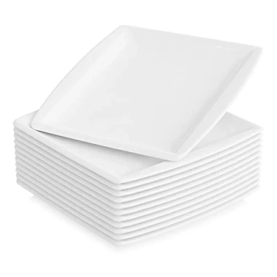 Afbeelding van MALACASA, Series Blance, 12 porseleinen bordenset, 10,25 &quot;crème en wit dinerbord, groot plat bord, dinerservies voor personen