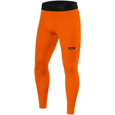Afbeelding van TCA Youth Boys&#039; Compression Leggings Athletic Base Layer Tights Thermal Pants Boys Sports for Kids Orange, 10 12 Years