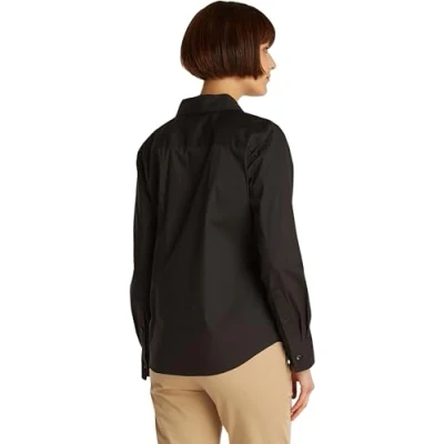 Afbeelding van TOMMY HILFIGER Dames ESS POPLIN REGULAR SHIRT WW0WW44084, zwart, 34, Zwart (zwart), 60