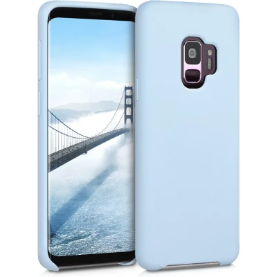 Afbeelding van kwmobile telefoonhoesje geschikt voor Samsung Galaxy S9 Hoesje met siliconen coating Smartphone case in mat lichtblauw