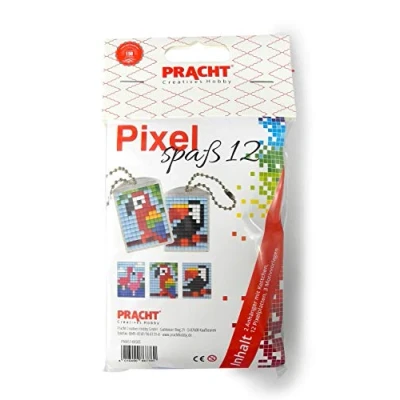 Afbeelding van Pixel P90051 00505 Leuke knutselset 12 voor kinderen, eenvoudig insteeksysteem met steentjes van bioplastic het ontwerpen 2 sleutelhangers (medaillons), zonder strijken en lijmen