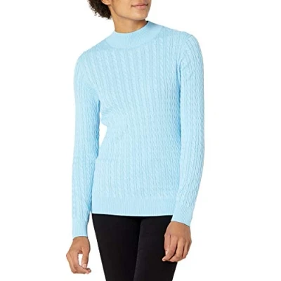 Afbeelding van Amazon Essentials Klassieke pasvorm lichtgewicht kabel lange mouwen mockneck trui, hemelsblauw, XXL