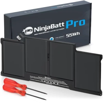 Afbeelding van NinjaBatt Batterij A1466 A1496 voor Apple MacBook Air 13 inch [2010 2011 2012 2013 2014 2015 2016 2017 jaar] A1369 A1405 A1377 High Performance [7200mAh/555] Wh/7.6. V]