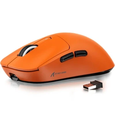 Afbeelding van ATTACK SHARK Gaming muis X3, 49 G, SUPERLIGHT, game sensor PixArt PAW3395, draadloos/bedraad BT/2,4 26000 DPI, 200 uur batterij, G502, kantoormuis voor Win11/Xbox/PS/Mac, oranje