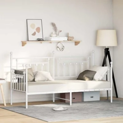 Afbeelding van vidaXL Bedden &amp; Bedframes Wit Metaal Eenpersoons Duurzaam